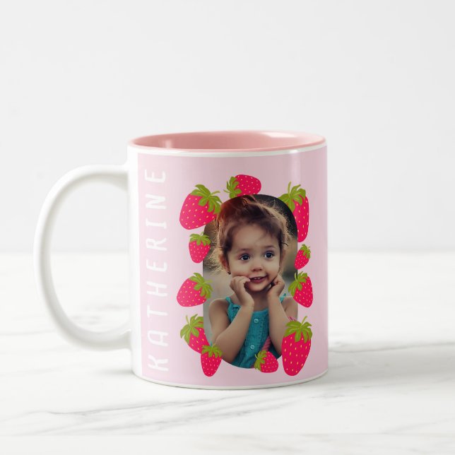 Caneca De Café Em Dois Tons Foto Rosa de Morango (Esquerda)