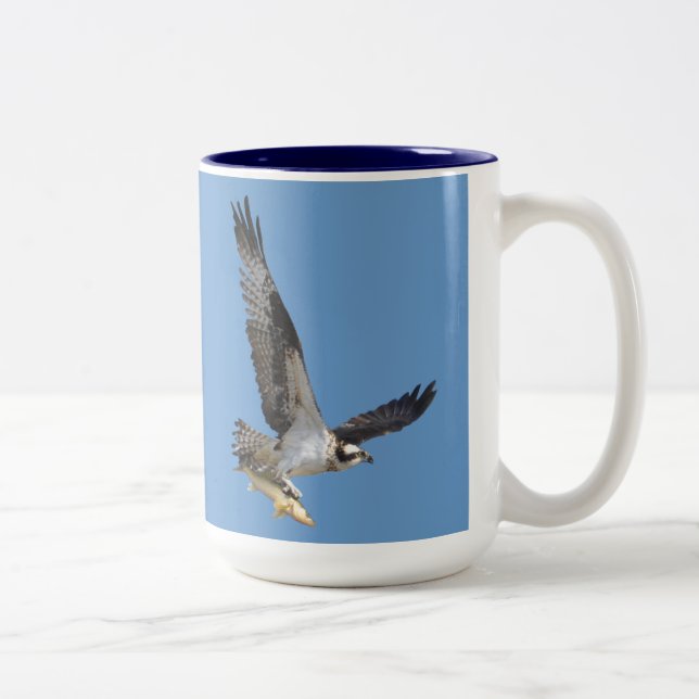 Caneca De Café Em Dois Tons Fotografia de Osprey Voadora e Fish Willife (Direita)