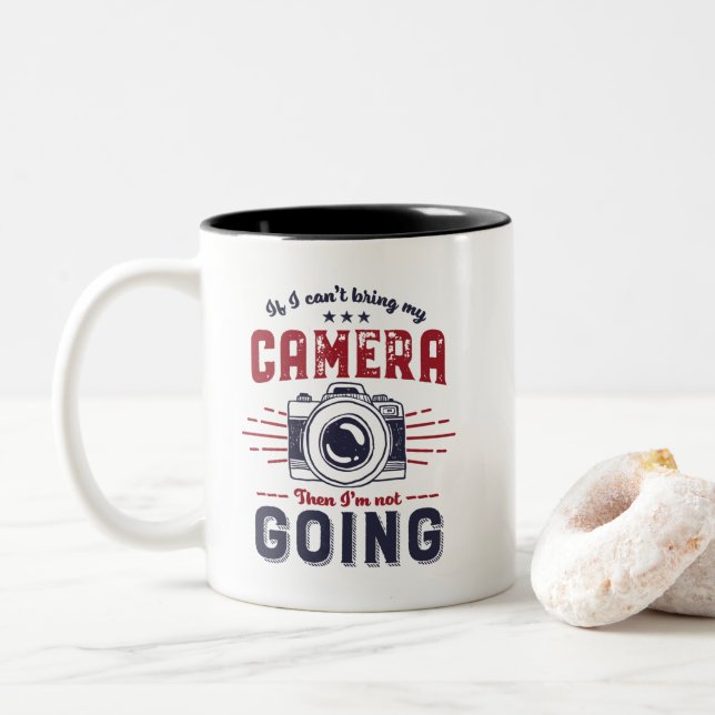Caneca De Café Em Dois Tons Fotografia engraçada Citação Fotógrafo e Câmera (Com Donut)