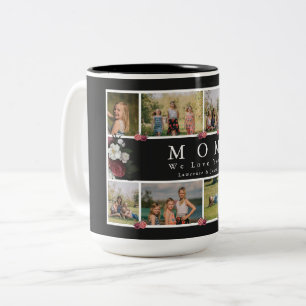 Caneca De Café Em Dois Tons Fotografia Personalizada do Monograma Chic Floral 