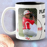 Caneca De Café Em Dois Tons Fotografias do Número de Jogador de Basebol 2<br><div class="desc">Jogo do jogador de beisebol Número Equipe 2 Fotos Coffee Mug. Um presente perfeito para o jogador de beisebol em sua vida - uma caneca personalizada que mostra seu amor pelo jogo! Esta caneca mostra duas fotos do jogador em ação no campo de beisebol, dando-lhes um lembrete constante da emoção...</div>