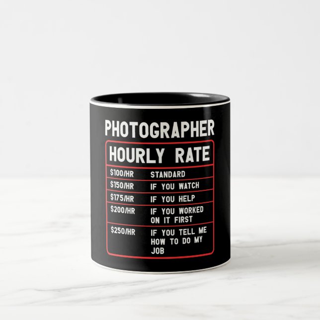 Caneca De Café Em Dois Tons Fotógrafo Engraçado com Taxa Horária (Centro)