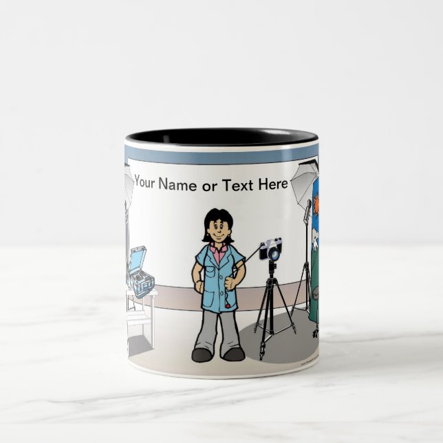 Caneca De Café Em Dois Tons Fotógrafo Personalizado - Cartoon feminino (Centro)