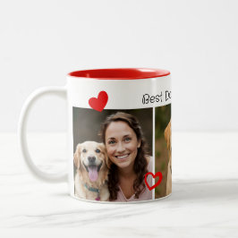 Caneca De Café Em Dois Tons Fotos dos 3 Corações da Melhor Mãe de Cachorro