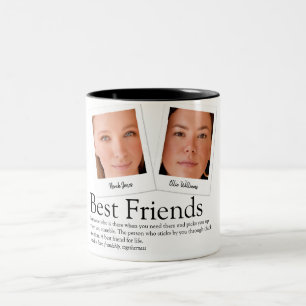 Caneca De Café Em Dois Tons Fotos dos Melhores Amigos Definição Tipografia Mod