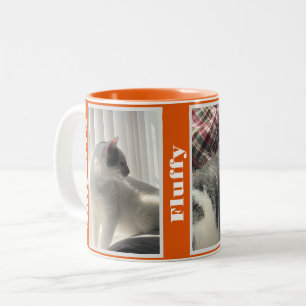 Caneca De Café Em Dois Tons Fotos e Nomes de Animais de Estimação Laranja Cítr