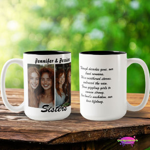 Caneca De Café Em Dois Tons Fotos e Poema do Laço Irmão