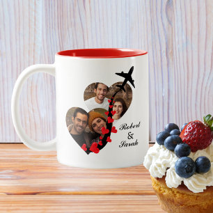 Caneca De Café Em Dois Tons Fotos em forma de coração,Nomes,Avião, Dia dos Nam