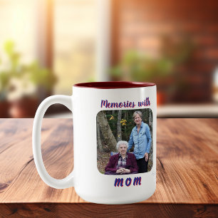 Caneca De Café Em Dois Tons Fotos Memórias Mãe Azul/Vermelho Personalizar