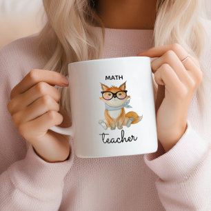 Caneca De Café Em Dois Tons Fox Bonita com Óculos Professor de Matemática