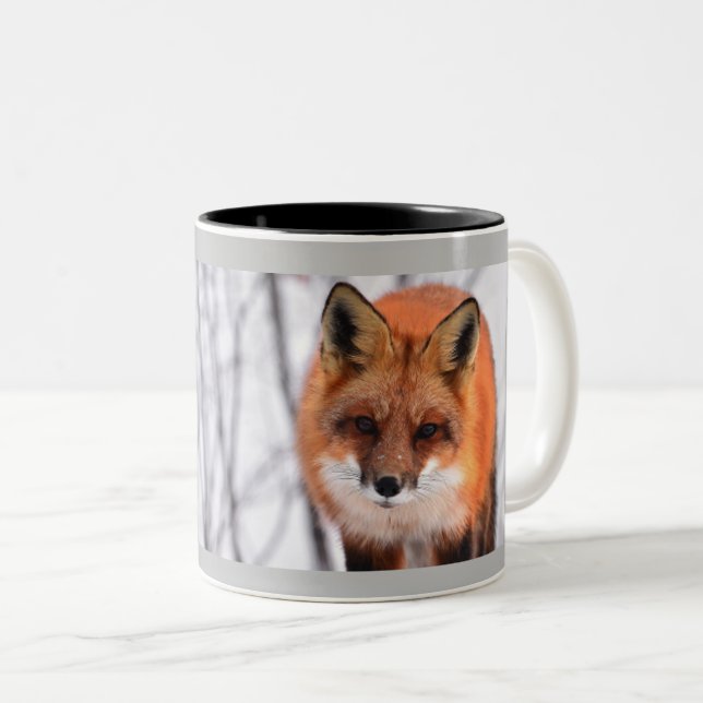 Caneca De Café Em Dois Tons Fox de inverno personalizada (Frente Esquerda)