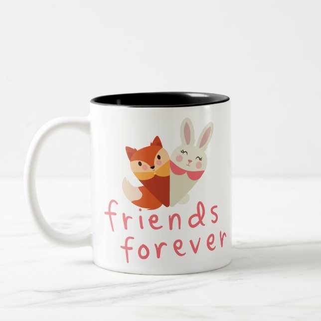 Caneca De Café Em Dois Tons Fox e Coelho Melhor Amigo (Esquerda)