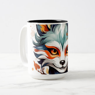 Caneca De Café Em Dois Tons Fox Vibes: Arte de outono de Eterno