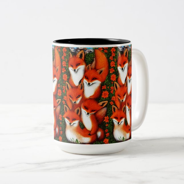 Caneca De Café Em Dois Tons Foxy Fun (Frente Esquerda)