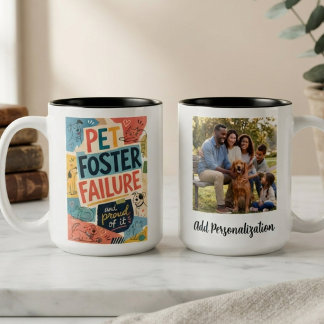 Caneca De Café Em Dois Tons Fracasso colorido retrô de abrigo de animais