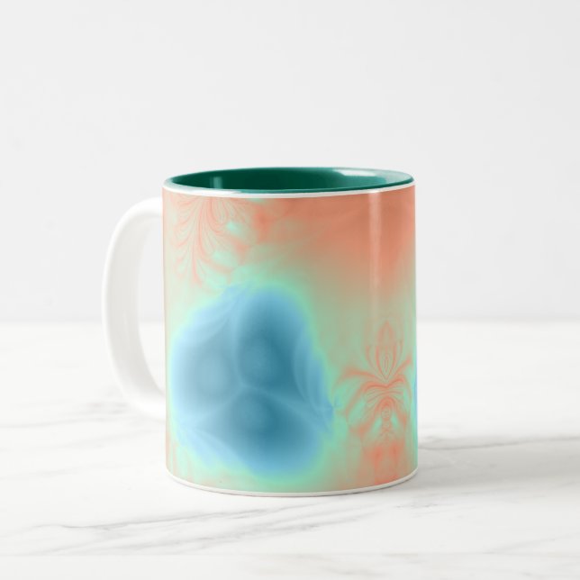 Caneca De Café Em Dois Tons Fractal (Frente Esquerda)