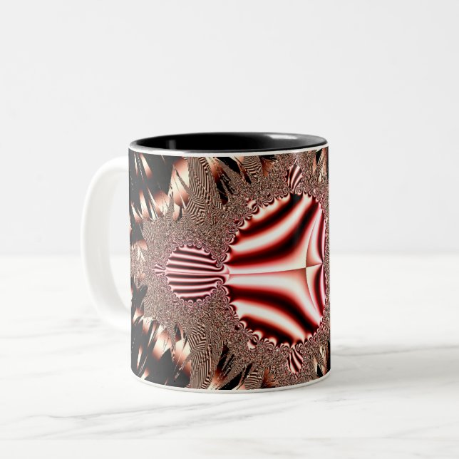 Caneca De Café Em Dois Tons Fractal (Frente Esquerda)