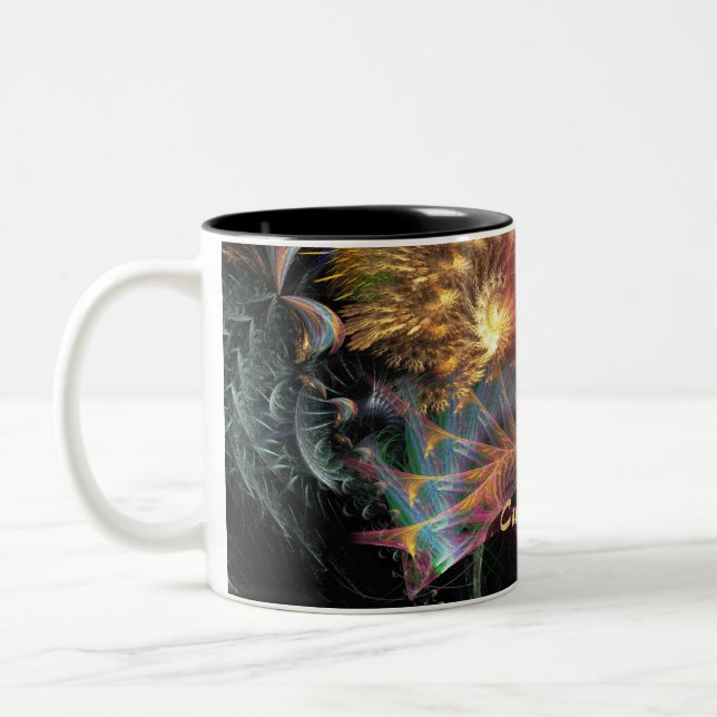 Caneca De Café Em Dois Tons Fractal Chakra Wings Espiritualidade Mug (Esquerda)