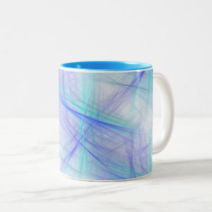 Caneca De Café Em Dois Tons Fractal Verde abstrato Azul