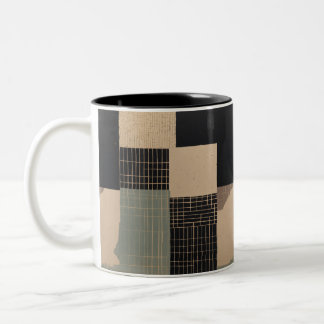 Caneca De Café Em Dois Tons Fragmentos Abstrato Impressão