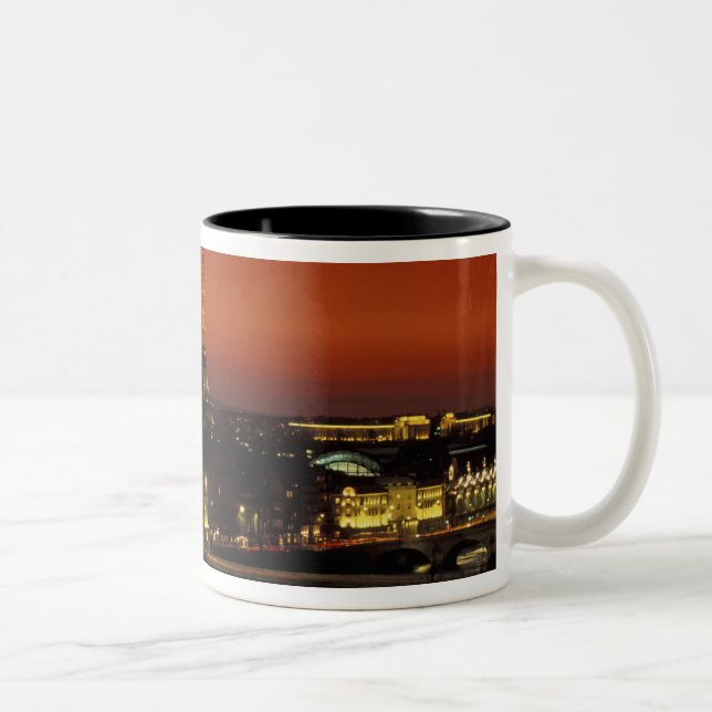 Caneca De Café Em Dois Tons França, Paris Vista do pôr do sol da Torre Eiffel  (Direita)