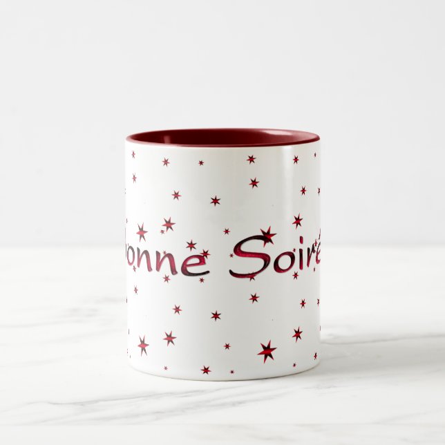 Caneca De Café Em Dois Tons Francês: Bonne Soiree Coffee Mug (Centro)