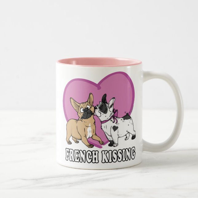 Caneca De Café Em Dois Tons Francês (Bulldog) Beijando (Direita)