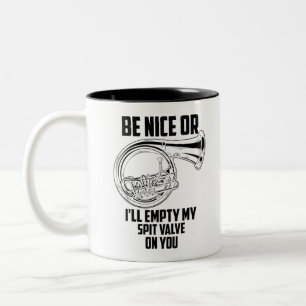 Caneca De Café Em Dois Tons Francês Horn Spit Valve Cute Trumpet Músico Engraç