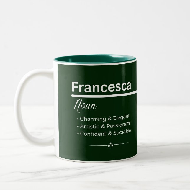 Caneca De Café Em Dois Tons Francesca Personalized Name Coffee Mug (Esquerda)
