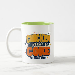 Caneca De Café Em Dois Tons Frango e uma Lata de Coca - Design de Meme Scouse