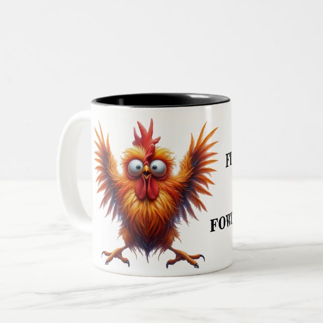 Caneca De Café Em Dois Tons Frango Engraçado Sarcasmo (Frente Esquerda)