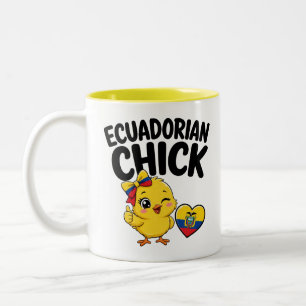 Caneca De Café Em Dois Tons Frango Equatoriano Fofo Desenho de Coração com a B