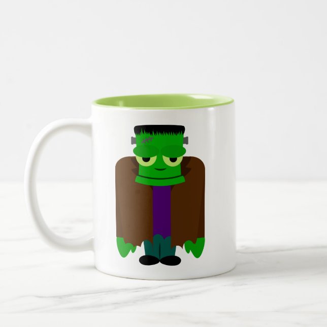 Caneca De Café Em Dois Tons Frankenmonster Halloween se veste (Esquerda)