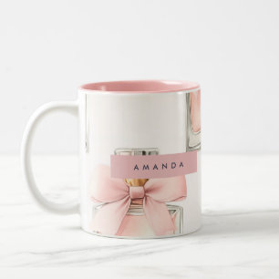Caneca De Café Em Dois Tons Frasco de Perfume Personalizado Blush Padrão Coque