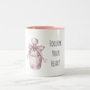 Caneca De Café Em Dois Tons Frasco de Perfume Rosa Feminino com Laço