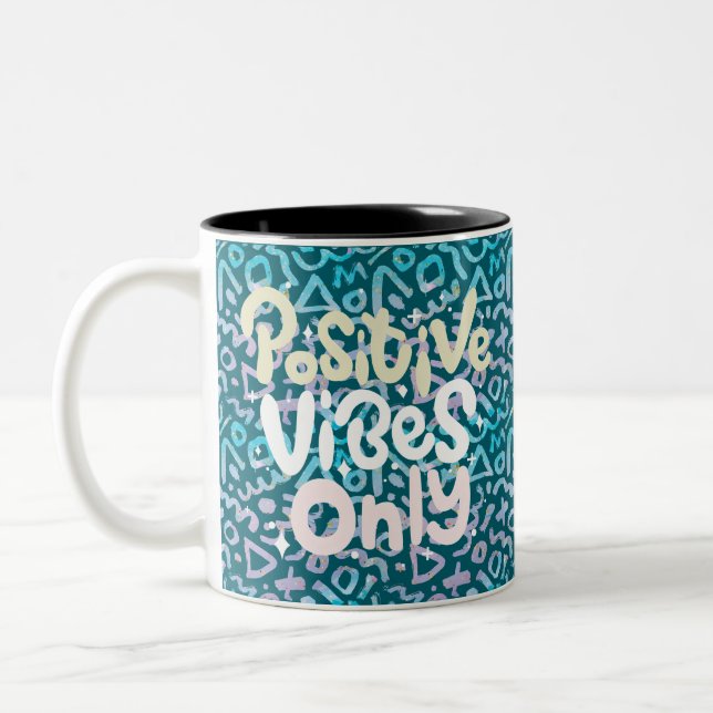 Caneca De Café Em Dois Tons Frascos positivos apenas verdes geométricos (Esquerda)