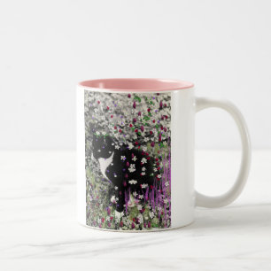Caneca De Café Em Dois Tons Freckles nas flores mim - gato de Tux