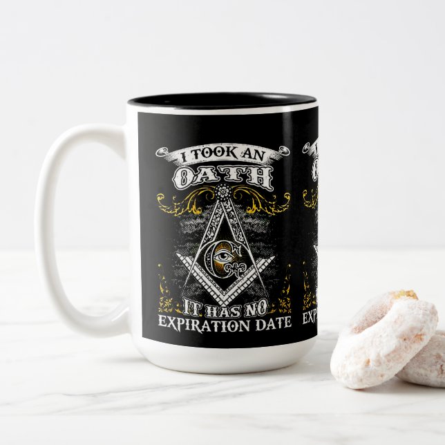 Caneca De Café Em Dois Tons Freemason (Com Donut)