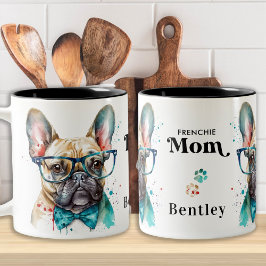 Caneca De Café Em Dois Tons Frenchie Dog MOM Personalizado Retro Buldogue Fran