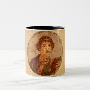 Caneca De Café Em Dois Tons Fresco de Sappho em Pompeia