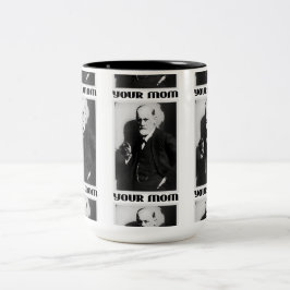 Caneca De Café Em Dois Tons Freud 'Sua Mãe' - Taça de Café de 15oz