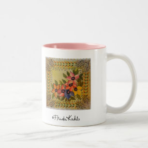 Caneca De Café Em Dois Tons Frida Kahlo Painted Flores