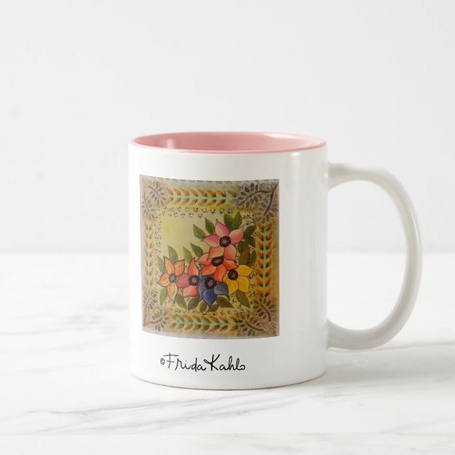 Caneca De Café Em Dois Tons Frida Kahlo Painted Flores (Direita)