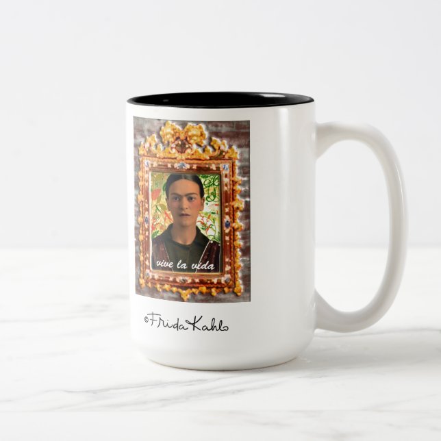 Caneca De Café Em Dois Tons Frida Kahlo Reflejando (Direita)