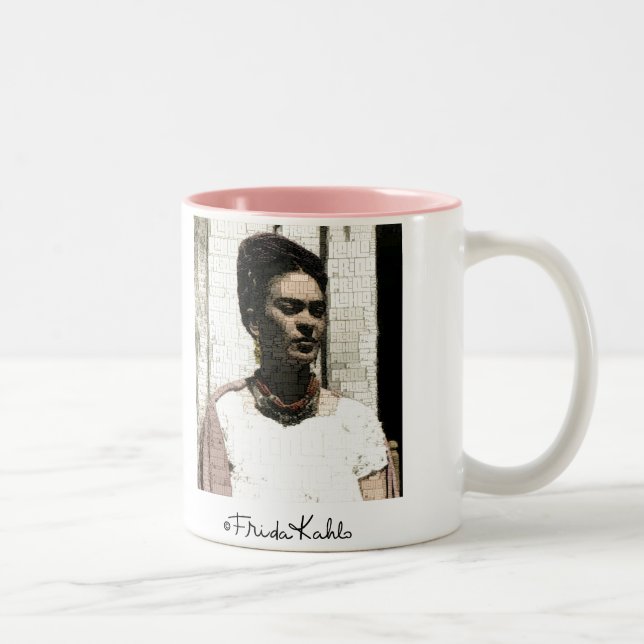 Caneca De Café Em Dois Tons Frida Kahlo Textile Portrait (Direita)