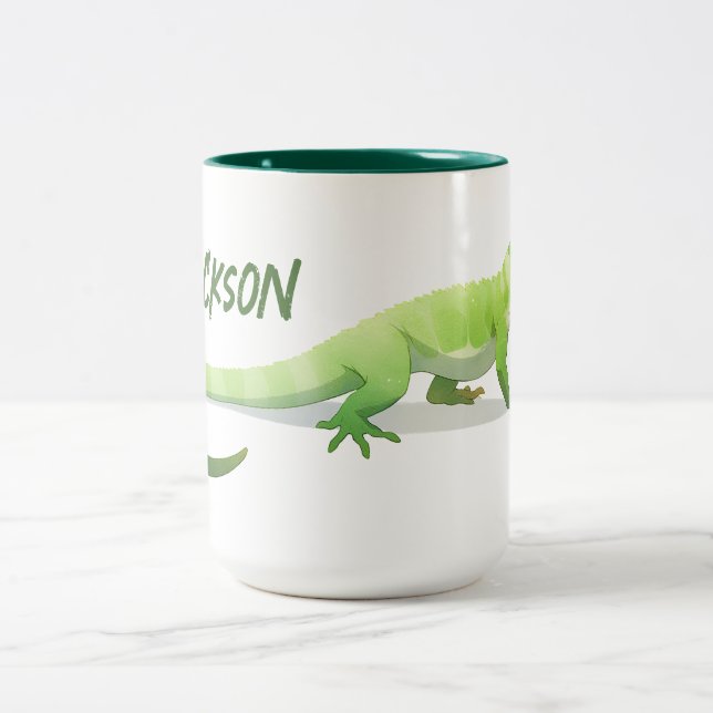Caneca De Café Em Dois Tons Friendly Lizard With Your Name (Centro)