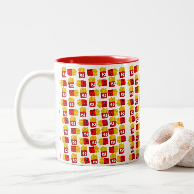 Caneca De Café Em Dois Tons Fries Mug (Com Donut)