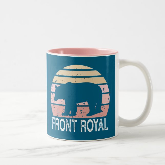 Caneca De Café Em Dois Tons Front Royal Virginia Retro Bear (Direita)