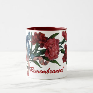 Caneca De Café Em Dois Tons Frotas Patrióticas e Flores Vintage