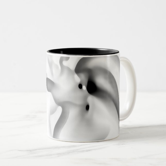 Caneca De Café Em Dois Tons Frozen: Cinza, Branco e Preto Abstratos (Frente Esquerda)